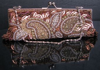 Beaded evening purse, brown    
